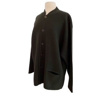 Bos&Co. cardigan Dark green button up closure pockets 100% wool long sleeves XL